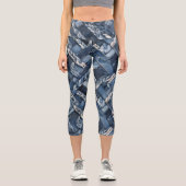 Dunkle gestörte Denim Patchwork und Braids Capri Leggings (Vorderseite)