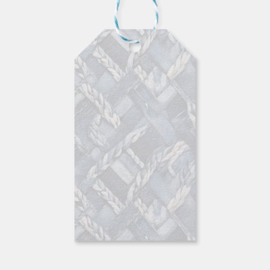 Dunkle gestörte Denim Patchwork und Braids Geschenkanhänger (Rückseite)