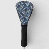 Dunkle gestörte Denim Patchwork und Braids Golf Headcover (Vorderseite)