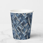 Dunkle gestörte Denim Patchwork und Braids Pappbecher (Rückseite)