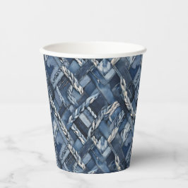 Dunkle gestörte Denim Patchwork und Braids Pappbecher