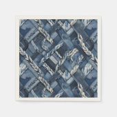 Dunkle gestörte Denim Patchwork und Braids Serviette (Vorderseite)