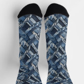 Dunkle gestörte Denim Patchwork und Braids Socken (Oben)