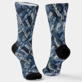 Dunkle gestörte Denim Patchwork und Braids Socken (Gewinkelt)
