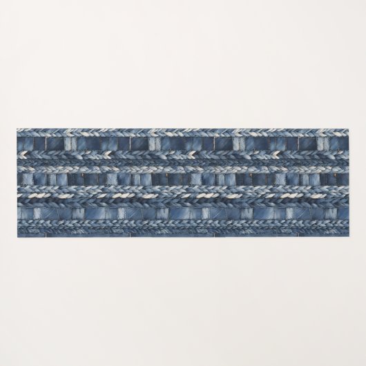 Dunkle gestörte Denim Patchwork und Braids Yogamatte (Rückseite (Horizontal))