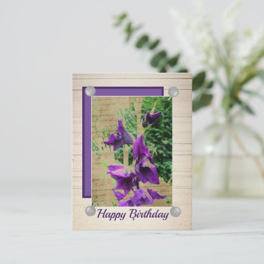 Dunkle Gladiole Postkarte (Stehend Vorderseite)