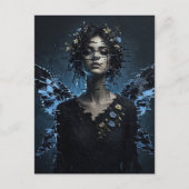 Dunkle Glitch Fee Mit Blumen Postkarte (Vorderseite)