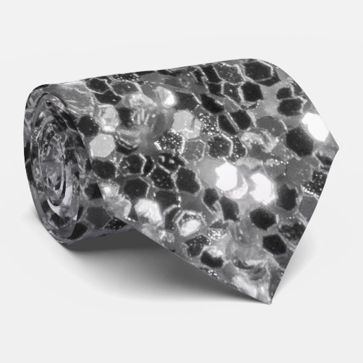 Dunkle Glitzern Glitzer schwarz-weiß Krawatte (Gerollt)