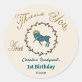 Dunkle Gold Floral Embossed Aries Zodiac Runder Aufkleber (Vorderseite)