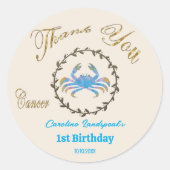 Dunkle Gold Floral Embossed Cancer Zodiac Runder Aufkleber (Vorderseite)