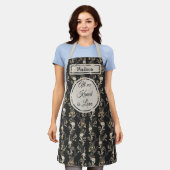 Dunkle Gold Floral Monogram Schürze (Getragen)