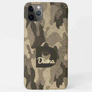 Dunkle Gold Glitzer Camouflage Monogram Outdoorsy Case-Mate iPhone Hülle