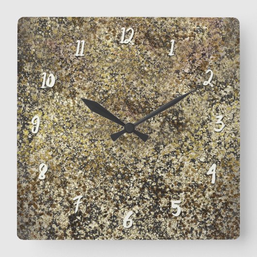 Dunkle Gold Glitzer Crackle Modern Chic Glam Spark Quadratische Wanduhr (Vorderseite)