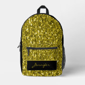 Dunkle Gold Glitzer Glitzern Individuelle Name Bedruckter Rucksack (Vorderseite)