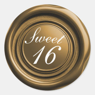 Dunkle Gold Kerzenwachs Siegel Tropfen Sweet 16 We Runder Aufkleber