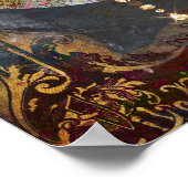 Dunkle Gold Mystic Crescent Moon Crystals Poster (Ecke)