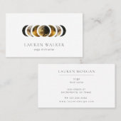 Dunkle Golden Moon Phases Yoga Studio Business Car Visitenkarte (Vorne/Hinten)
