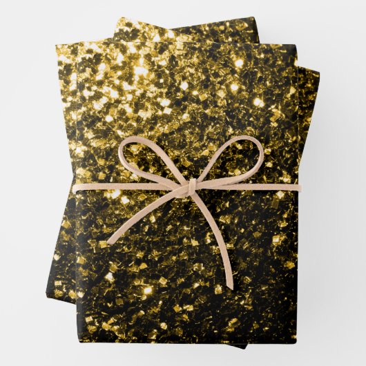 Dunkle goldene Imitate Glitzer Glitzern Geschenkpapier Set (Beispiel)