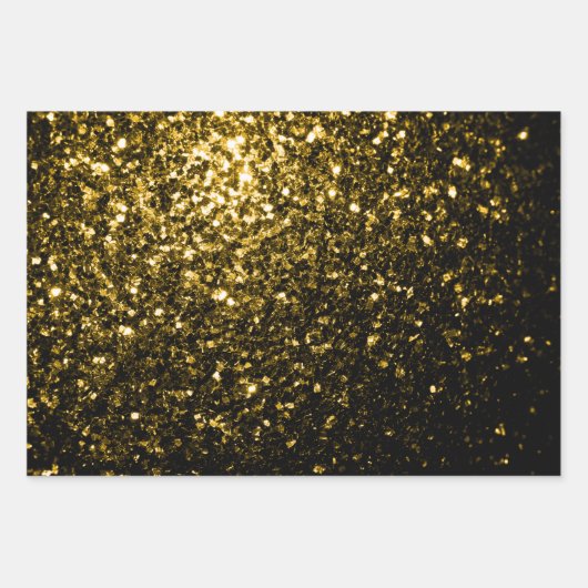 Dunkle goldene Imitate Glitzer Glitzern Geschenkpapier Set (Vorderseite)