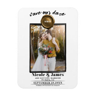 Dunkle Goldwachssiegel-Foto-Hochzeit Termin vormer Magnet