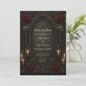 Dunkle GOT Gothic Save-the-Date-Einladung Einladung (Stehend Vorderseite)