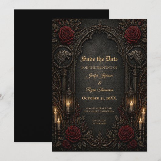 Dunkle GOT Gothic Save-the-Date-Einladung Einladung (Vorne/Hinten)