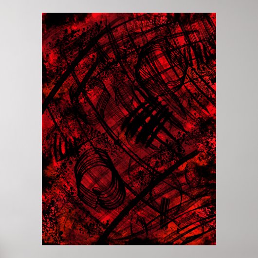 Dunkle Gothic-Abstrakte Wandkunst Rotes und schwar Poster (Vorne)
