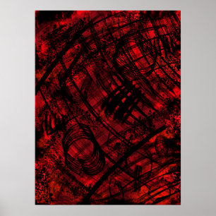 Dunkle Gothic-Abstrakte Wandkunst Rotes und schwar Poster