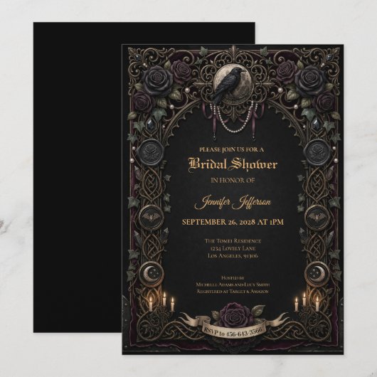 Dunkle Gothic-Brautparty-Einladung Einladung (Vorne/Hinten)