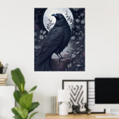 Dunkle Gothic Crow in Spooky Halloween Night Poster (Heimbüro)