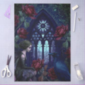 Dunkle Gothic-Fee rote Rosen Rabe Fantasy Seidenpapier (Basteln)