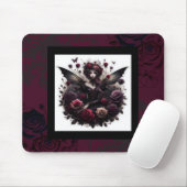 Dunkle Gothic Forest Fairy Floral Rose Burgund Mousepad (Mit Mouse)