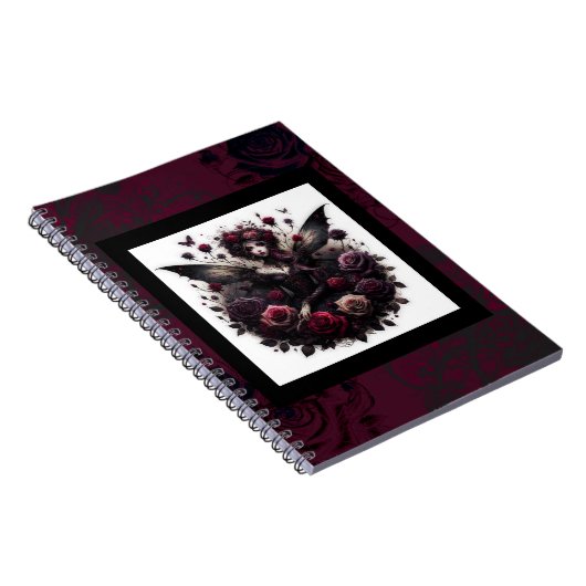 Dunkle Gothic Forest Fairy Floral Rose Burgund Notizblock (Rechte Seite)