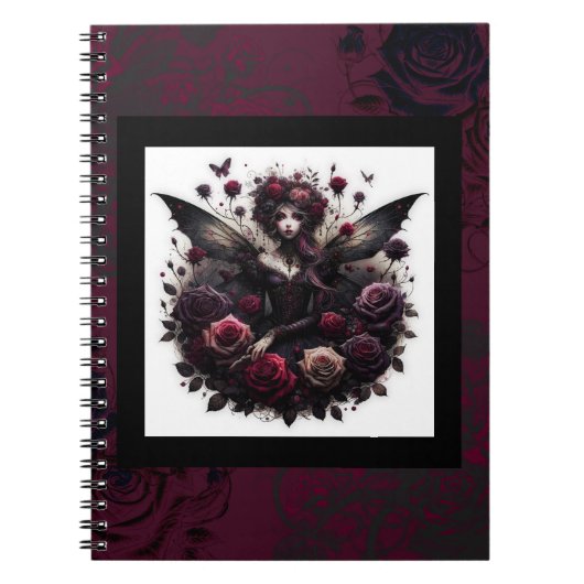 Dunkle Gothic Forest Fairy Floral Rose Burgund Notizblock (Vorderseite)