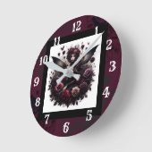 Dunkle Gothic Forest Fairy Floral Rose Burgund Runde Wanduhr (Winkel)