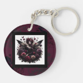 Dunkle Gothic Forest Fairy Floral Rose Burgund Schlüsselanhänger (Rückseite)