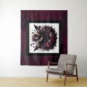 Dunkle Gothic Forest Fairy Floral Rose Burgund Wandteppich (Beispiel)