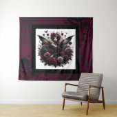 Dunkle Gothic Forest Fairy Floral Rose Burgund Wandteppich (Beispiel (Horizontal))