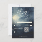 Dunkle Gothic Full Moon Night Sky Wedding QR Code RSVP Karte (Vorderseite)
