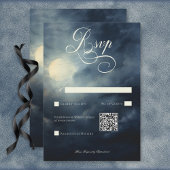 Dunkle Gothic Full Moon Night Sky Wedding QR Code RSVP Karte