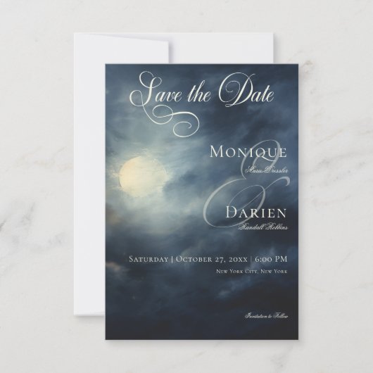 Dunkle Gothic Full Moon Night Sky Wedding Save The Date (Vorderseite)