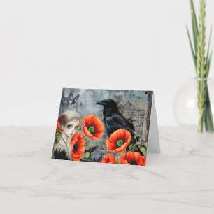 Dunkle Gothic Girl Art Collage Blank Note Card Feiertagskarte