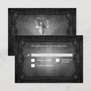 Dunkle Gothic-Halloween-Alternative-Hochzeits-RSVP RSVP Karte