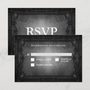 Dunkle Gothic-Halloween-Alternative-Hochzeits-RSVP RSVP Karte
