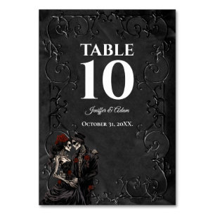 Dunkle Gothic-Halloween-Hochzeit Tischnummer