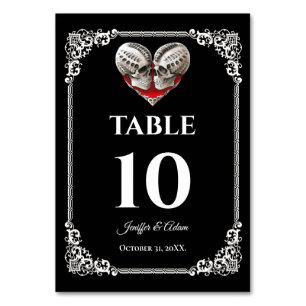 Dunkle Gothic-Halloween-Hochzeit-Tischnummer Tischnummer