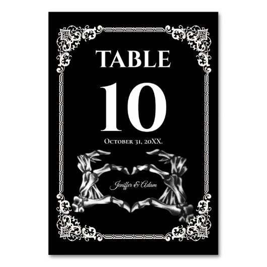 Dunkle Gothic-Halloween-Hochzeit-Tischnummer Tischnummer (Vorderseite)
