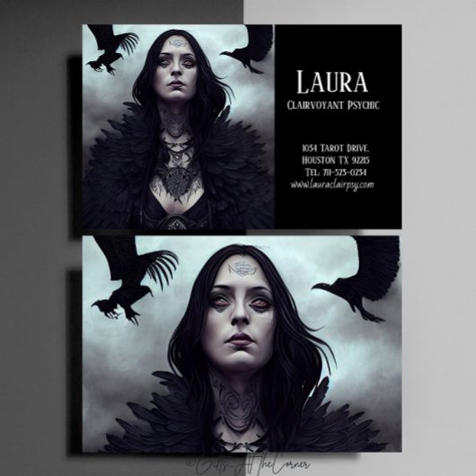 Dunkle Gothic Hexenkleie Clairvoyant Psychisch Visitenkarte