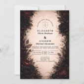 Dunkle Gothic-Hochzeit im Rosendesign Einladung (Vorderseite)