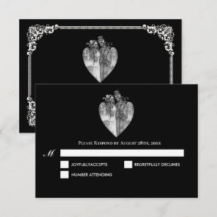 Dunkle Gothic-Hochzeits-RSVP-Karte zu Halloween RSVP Karte